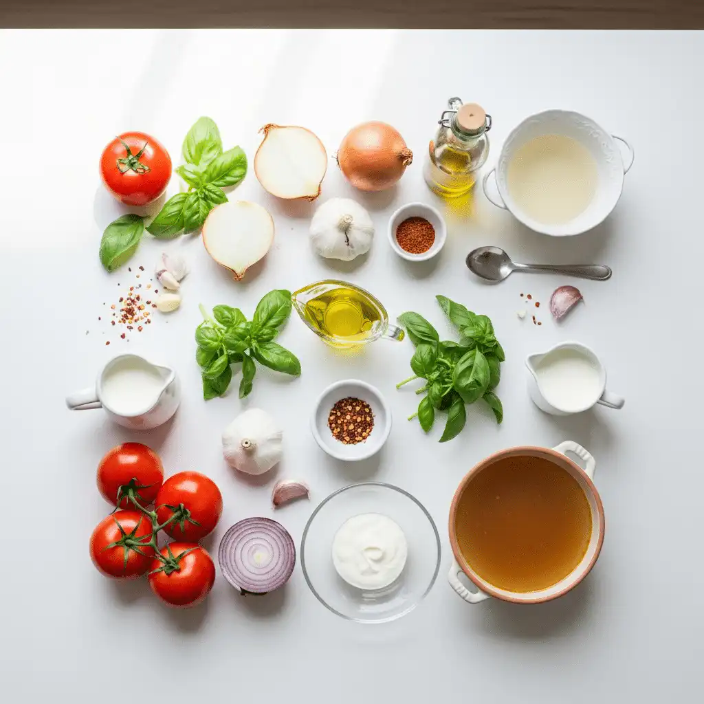 Easy creamy roasted garlic tomato soup ingredients