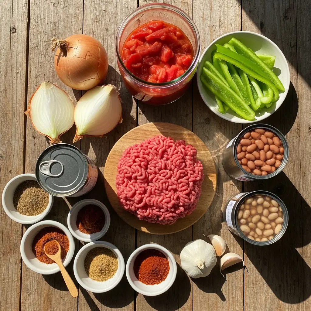 Easy Crockpot Ground Beef Chili with Beans Ingredients