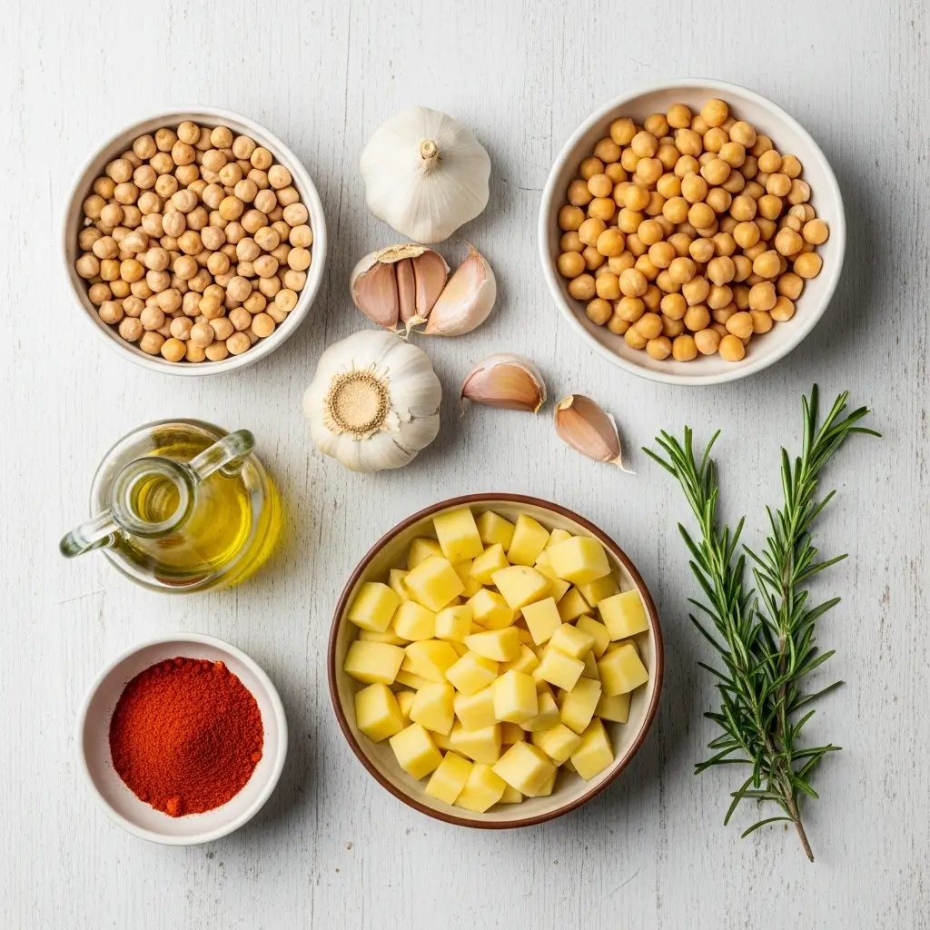 Ingredients for Easy Garlic Chickpea Soup