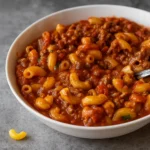 Easy Goulash Recipe in a rustic bowl