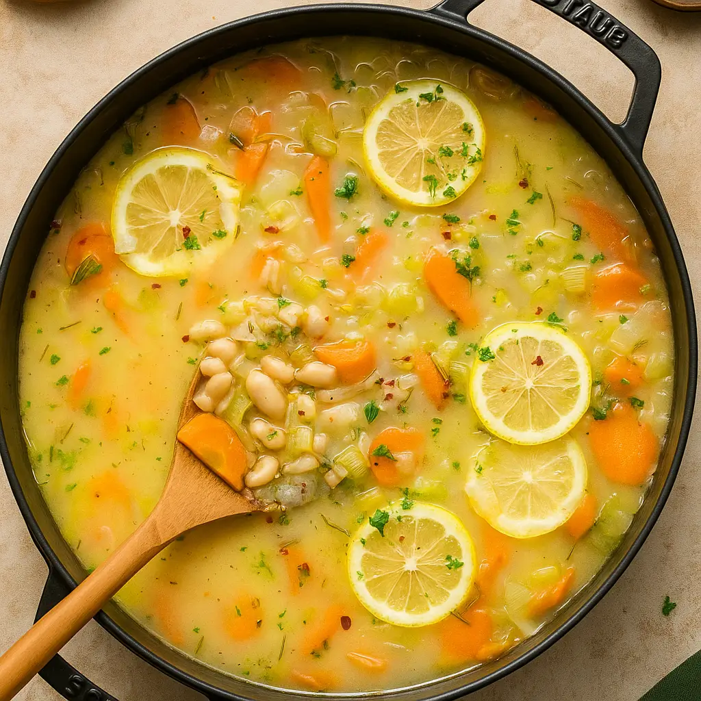 Easy Lemon Rosemary White Bean Soup in a bowl
