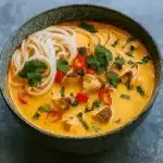 Easy Thai chicken soup with coconut and vegetables