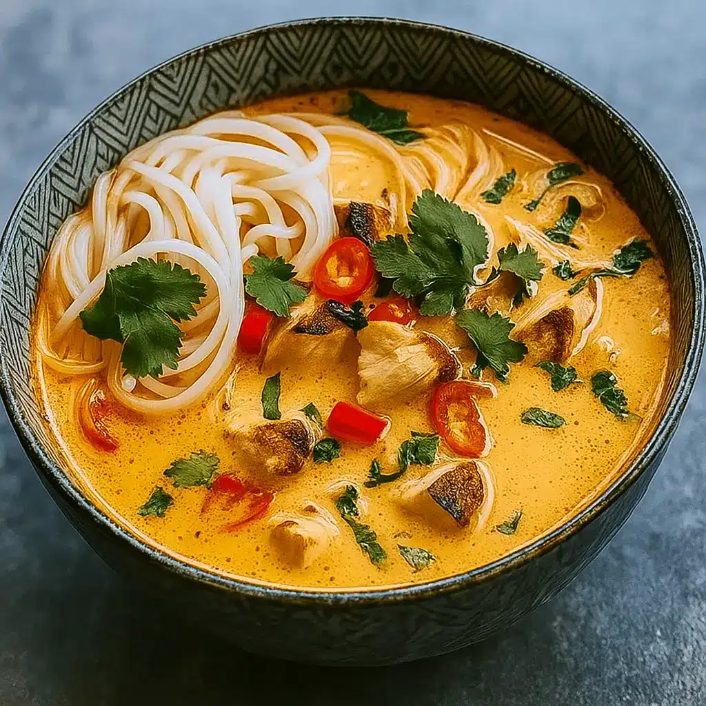 Easy Thai chicken soup with coconut and vegetables
