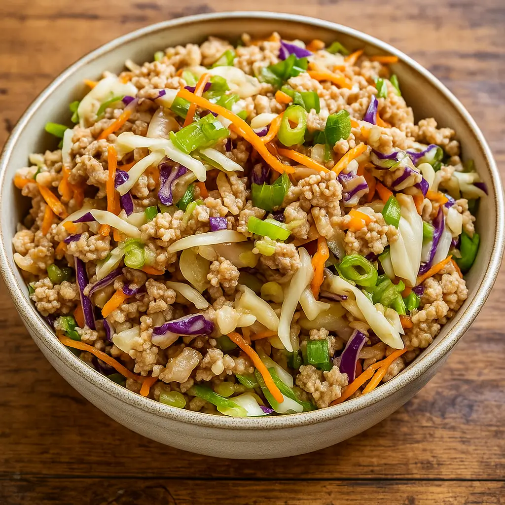 Egg Roll in a Bowl with cabbage and beef