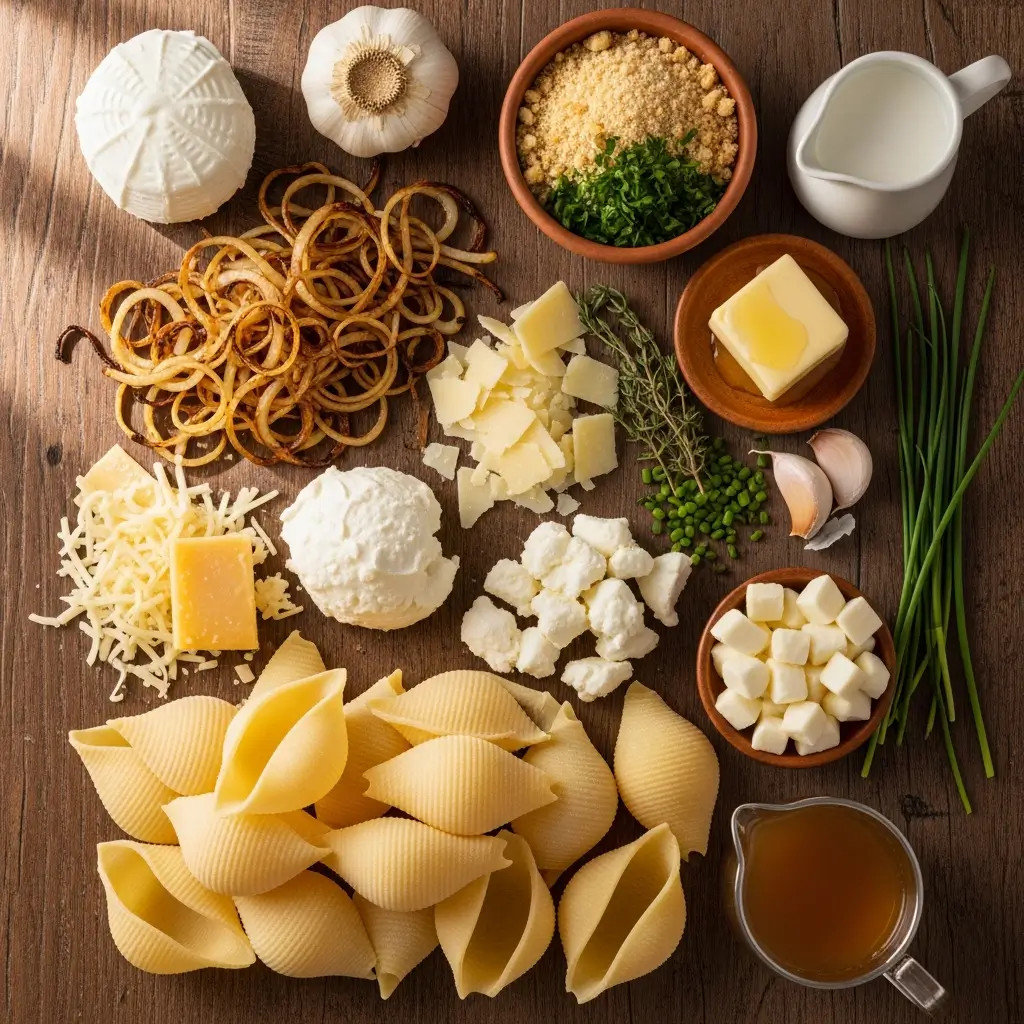 Ingredients for French Onion Stuffed Shells Recipe