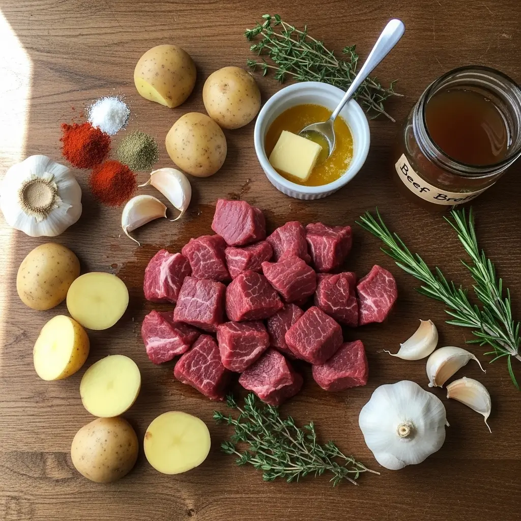 ingredients for high protein garlic butter beef bites