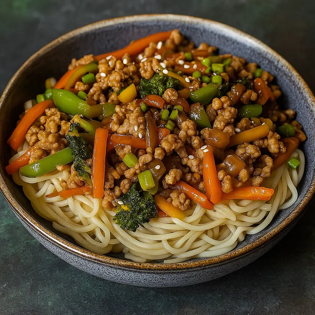 Ground Turkey and Peppers Stir Fry in skillet