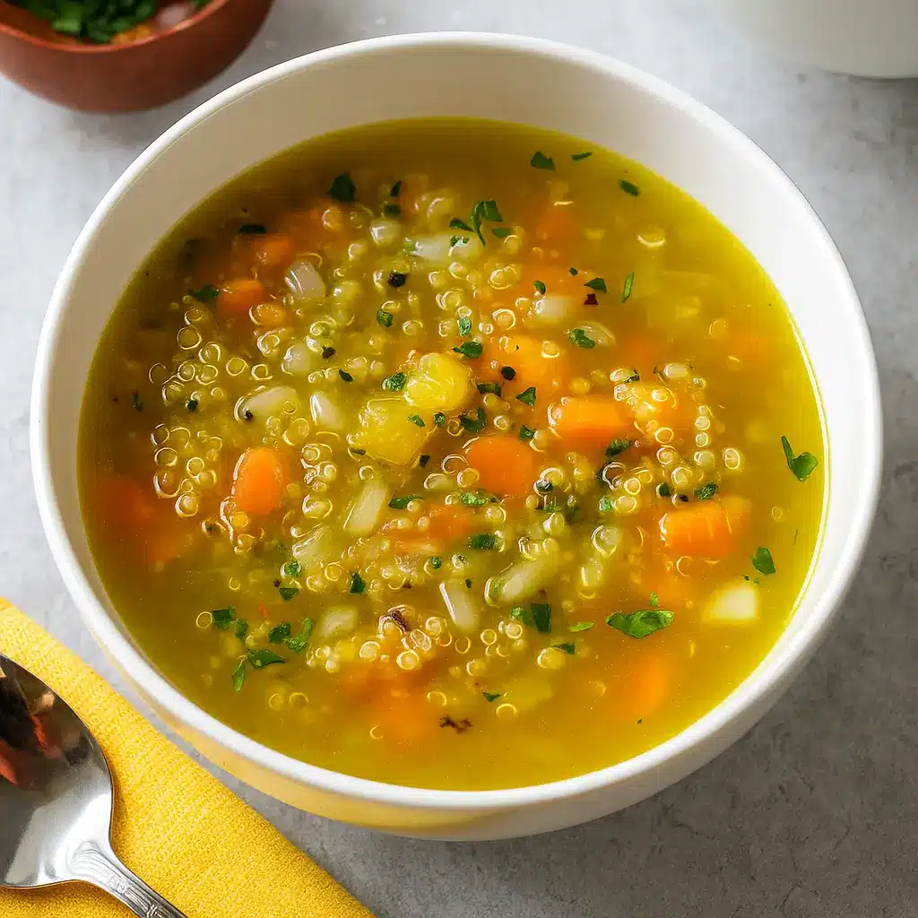 Healing Garlic Soup for Colds in a bowl with herbs