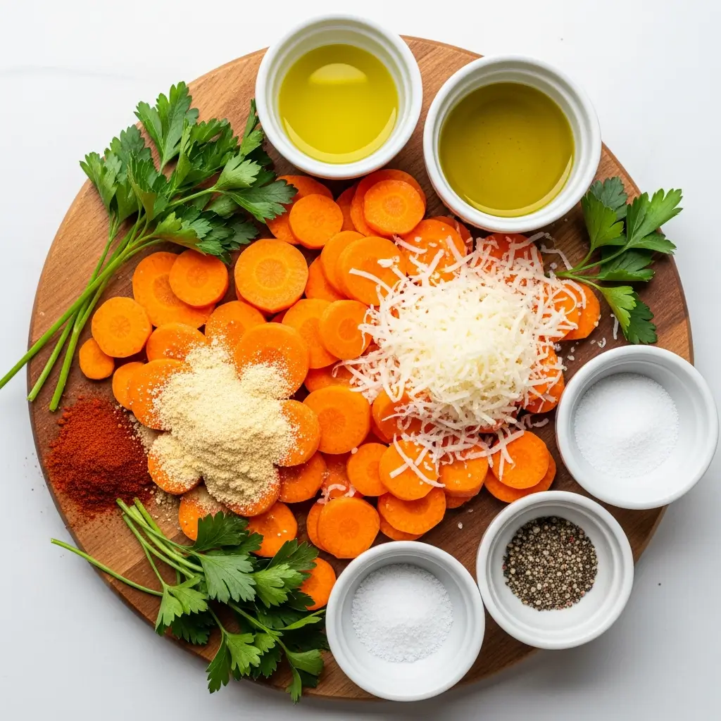 Ingredients for healthy smashed carrots recipe