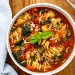 Hearty Italian White Bean Soup in a rustic bowl