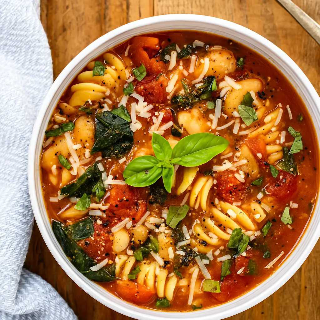Hearty Italian White Bean Soup in a rustic bowl