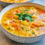 Hearty Sicilian Chicken Soup in a bowl with vegetables