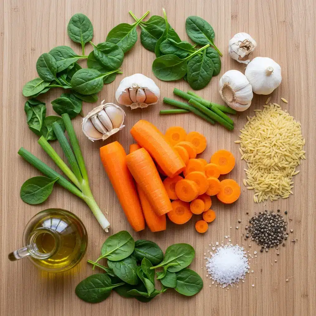 Ingredients for Hearty Spinach Orzo Soup