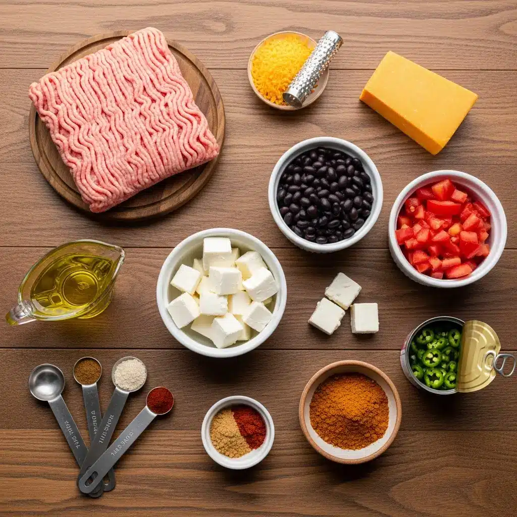 Ingredients for High Protein Creamy Taco Soup