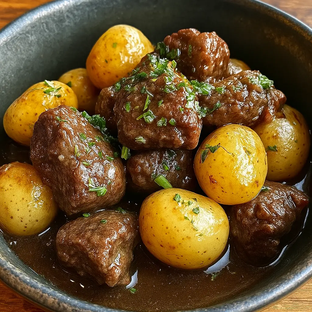 high protein slow cooker garlic butter beef bites