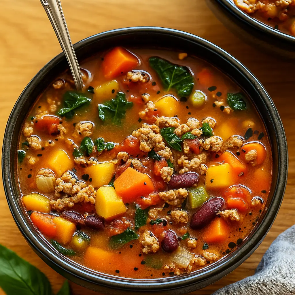 High-Protein Weight Loss Soup with Vegetables and Turkey