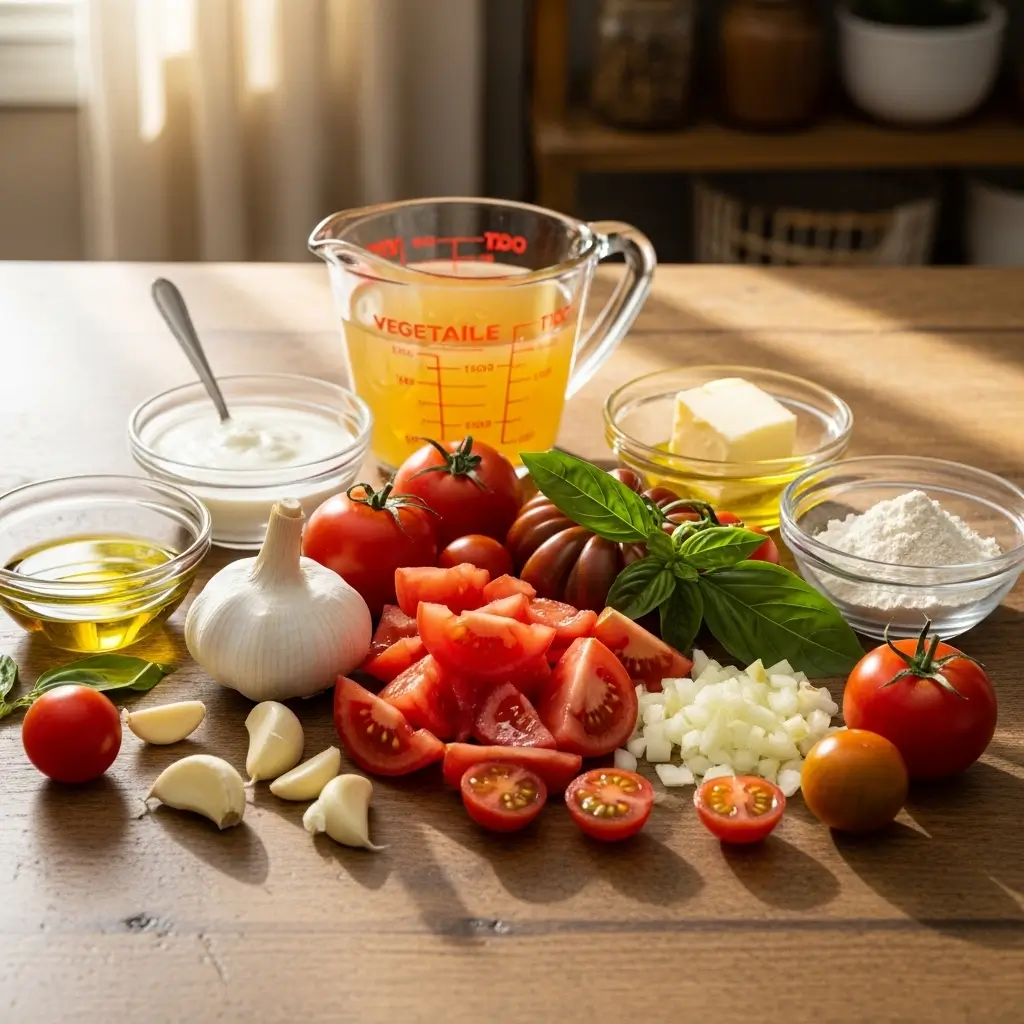 Ingredients for homemade tomato soup