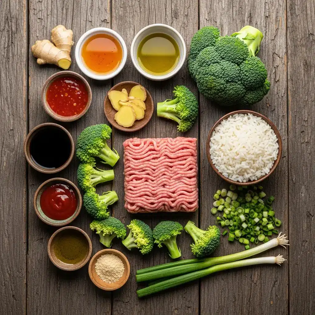 Ingredients for Sweet & Spicy Ground Turkey & Broccoli Bowls