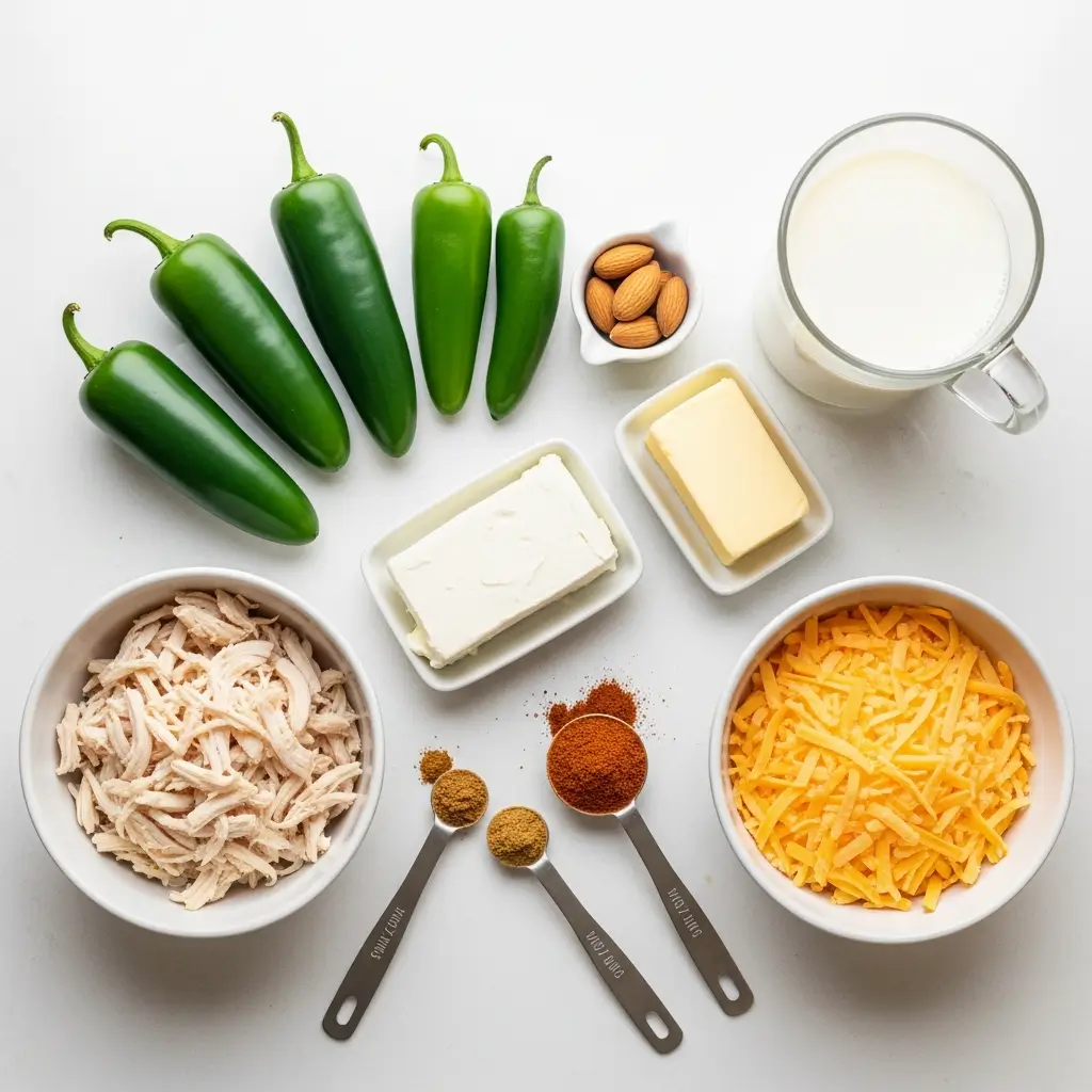 Ingredients for keto green chili chicken laid out on kitchen counter