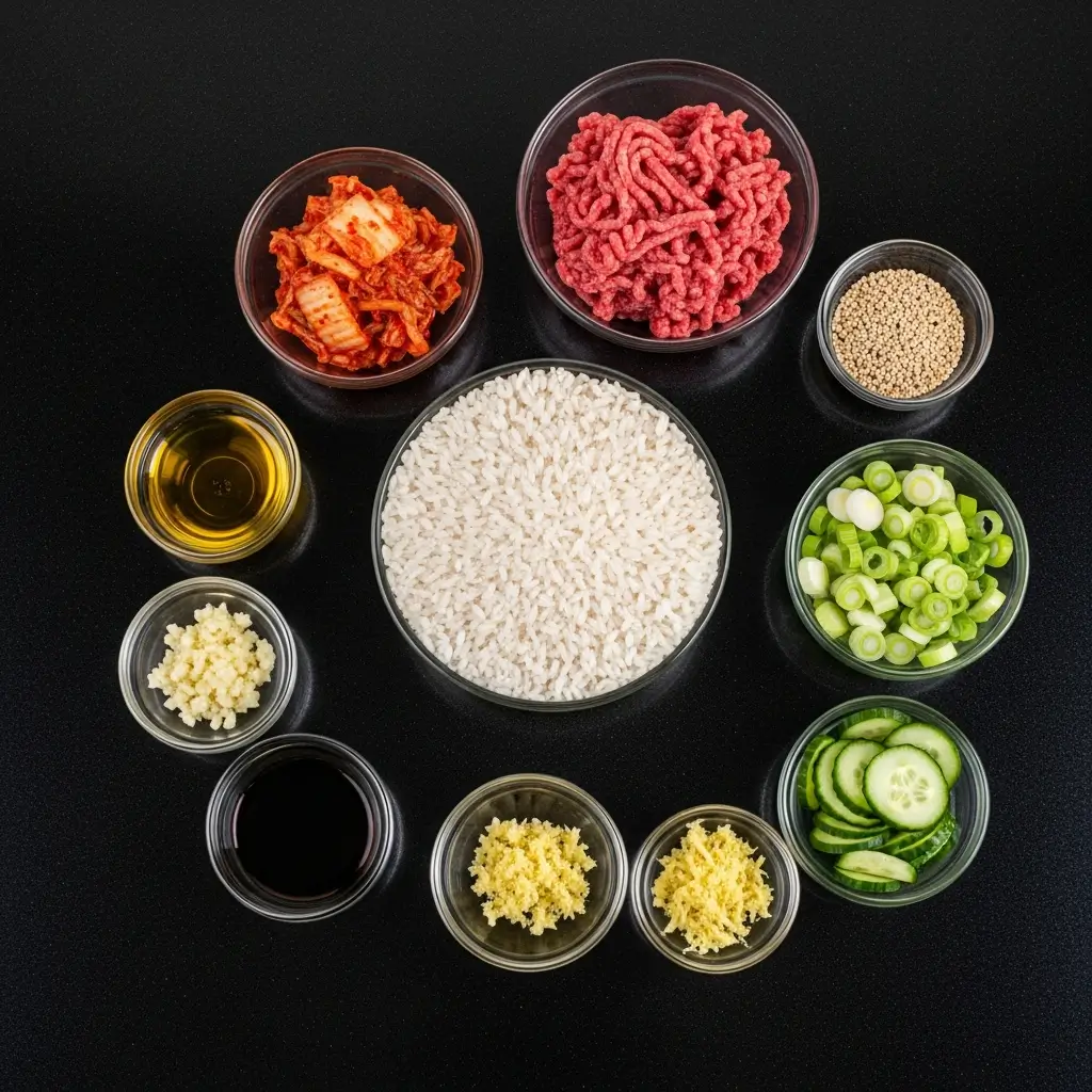 Ingredients for Korean Ground Beef Bowl recipe