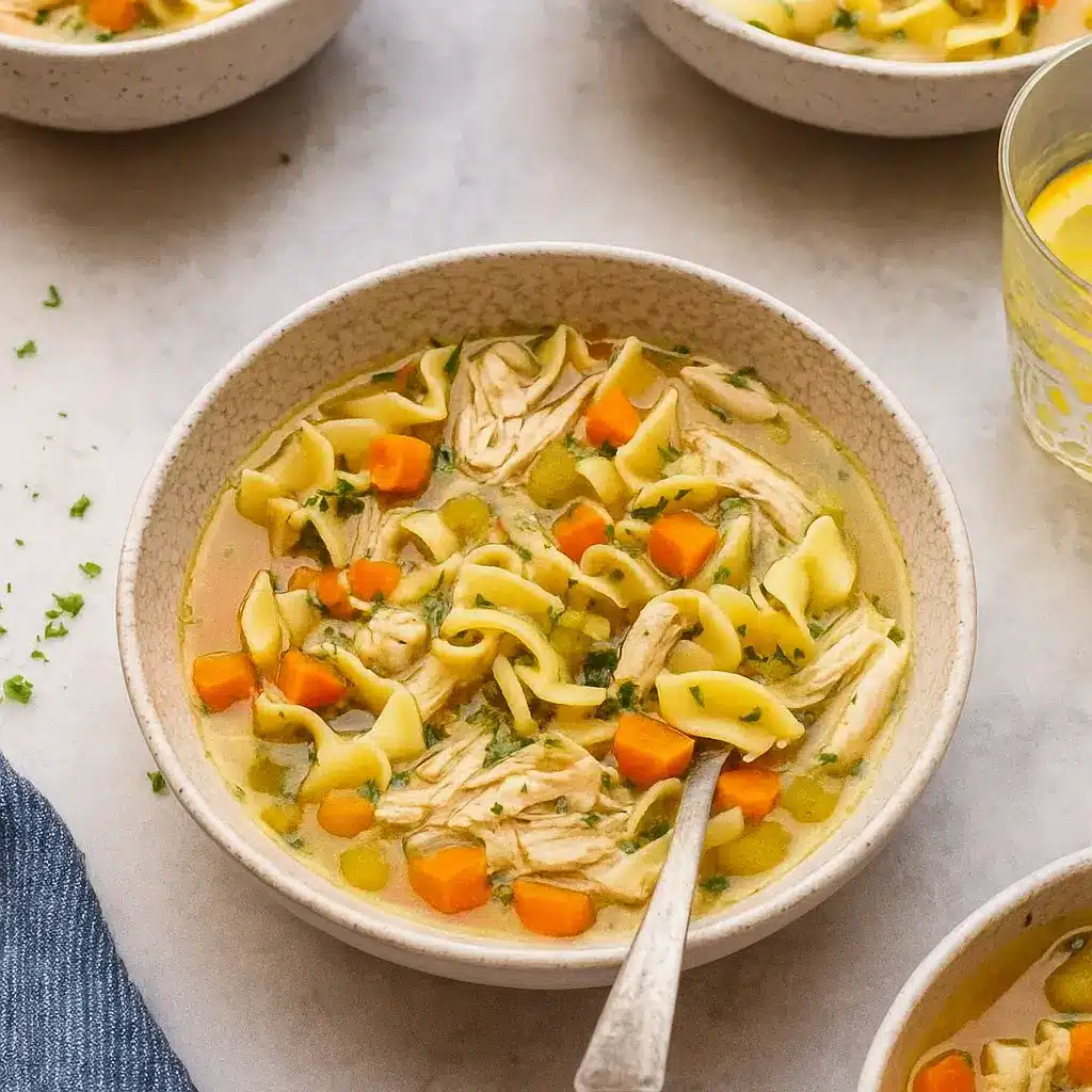 Leftover Turkey Noodle Soup in a cozy bowl