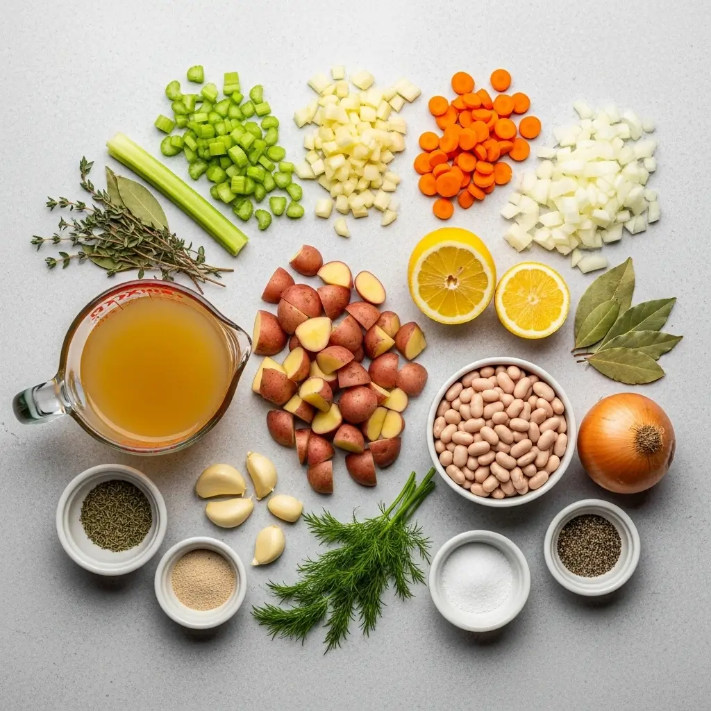 Ingredients for Lemon-Dill White Bean & Potato Soup
