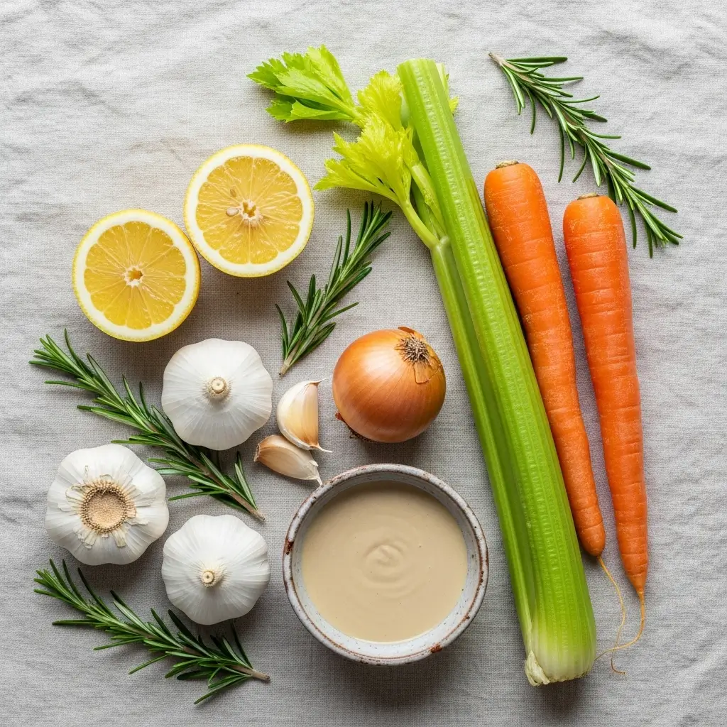 Ingredients for Easy Lemon Rosemary White Bean Soup