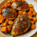maple-glazed chicken with sweet potatoes dinner