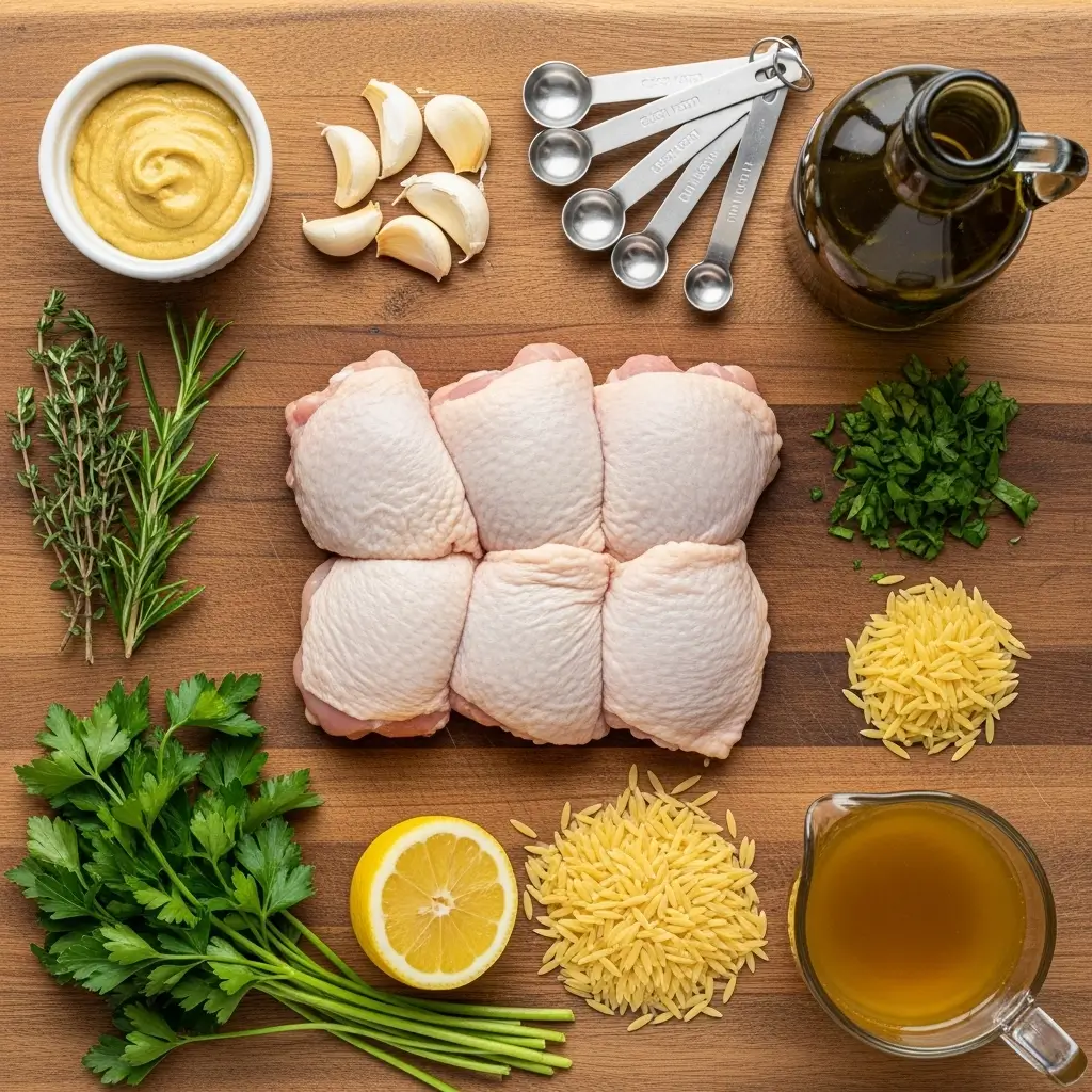 Ingredients for Slow Cooker Mustard Herb Chicken with Orzo