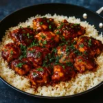 One-Pan Honey BBQ Chicken and Rice in skillet