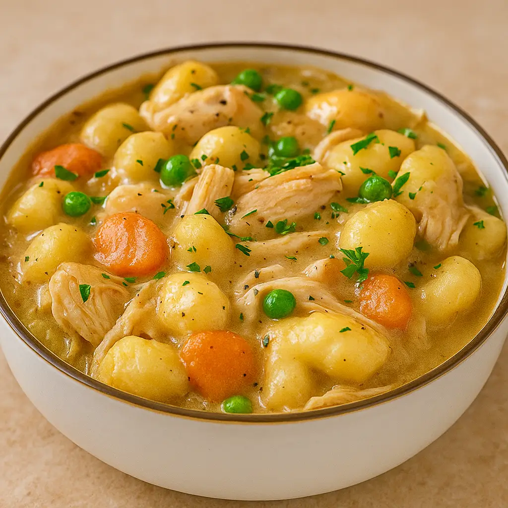 One-Pot Gnocchi Chicken Pot Pie in skillet