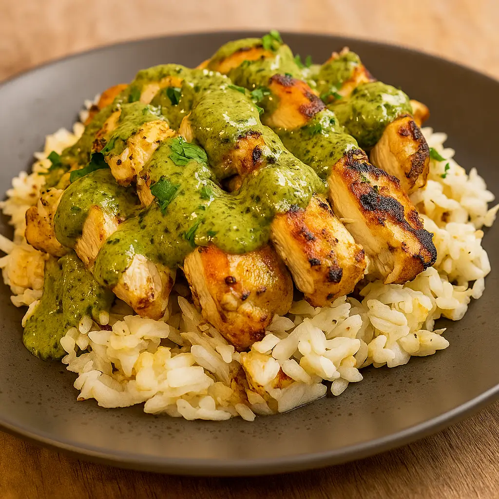 Peruvian Chicken with Aji Verde and Cilantro Rice