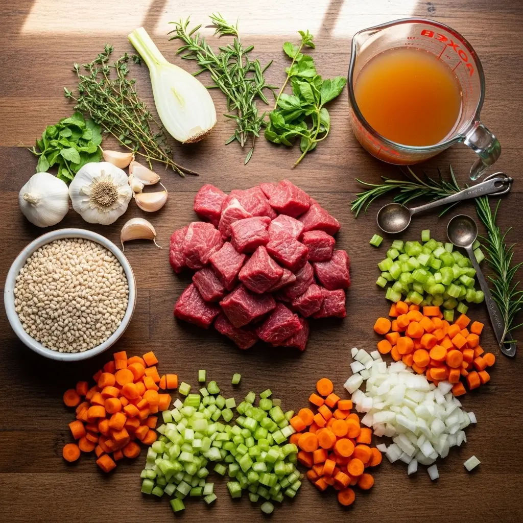 Ingredients for Pioneer Woman Beef Barley Soup