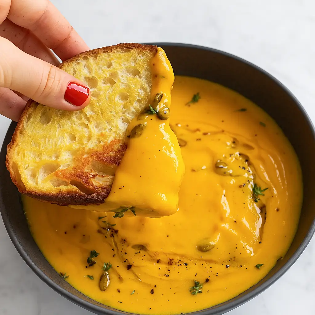protein-packed butternut squash soup in bowl