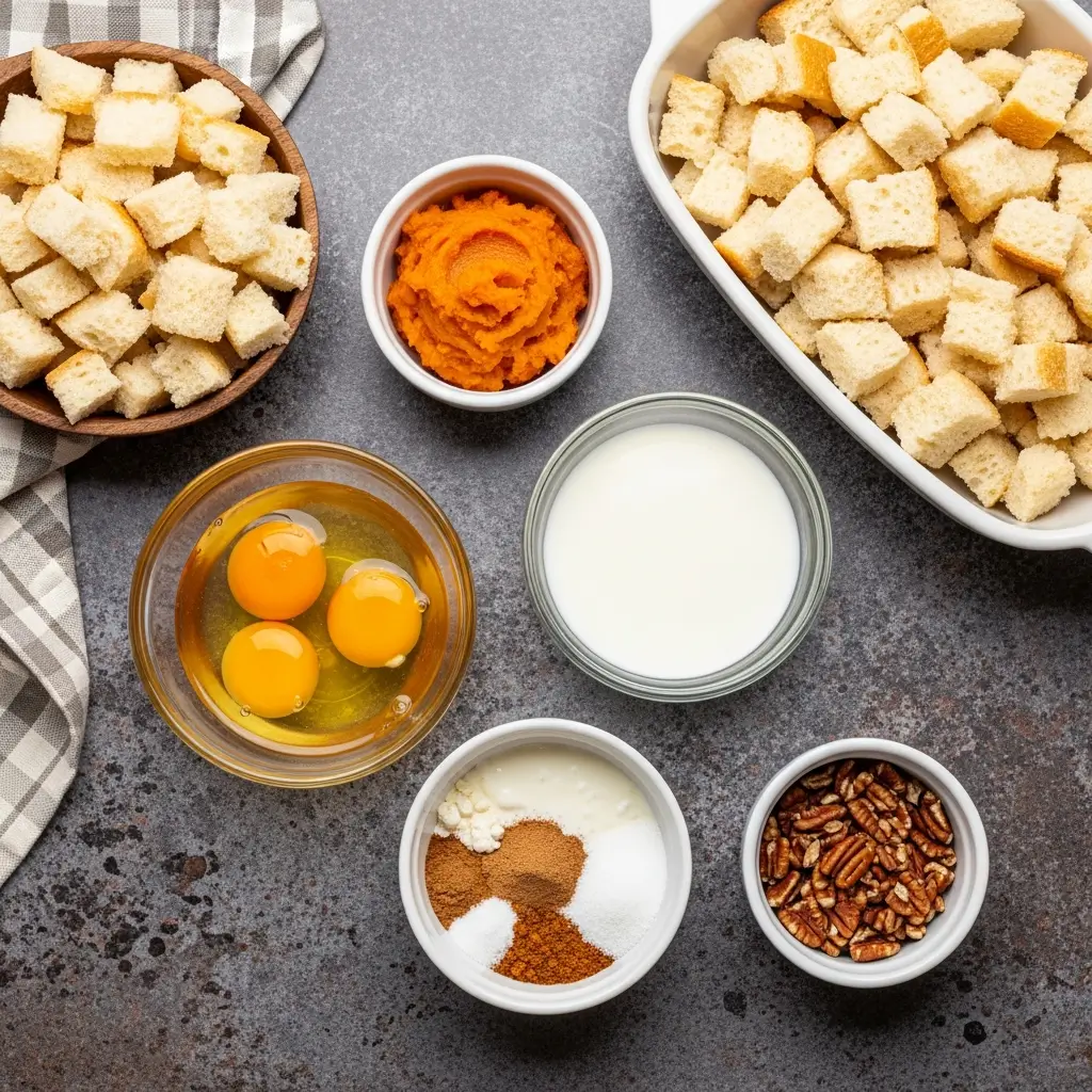 Ingredients for Pumpkin Spice French Toast Casserole