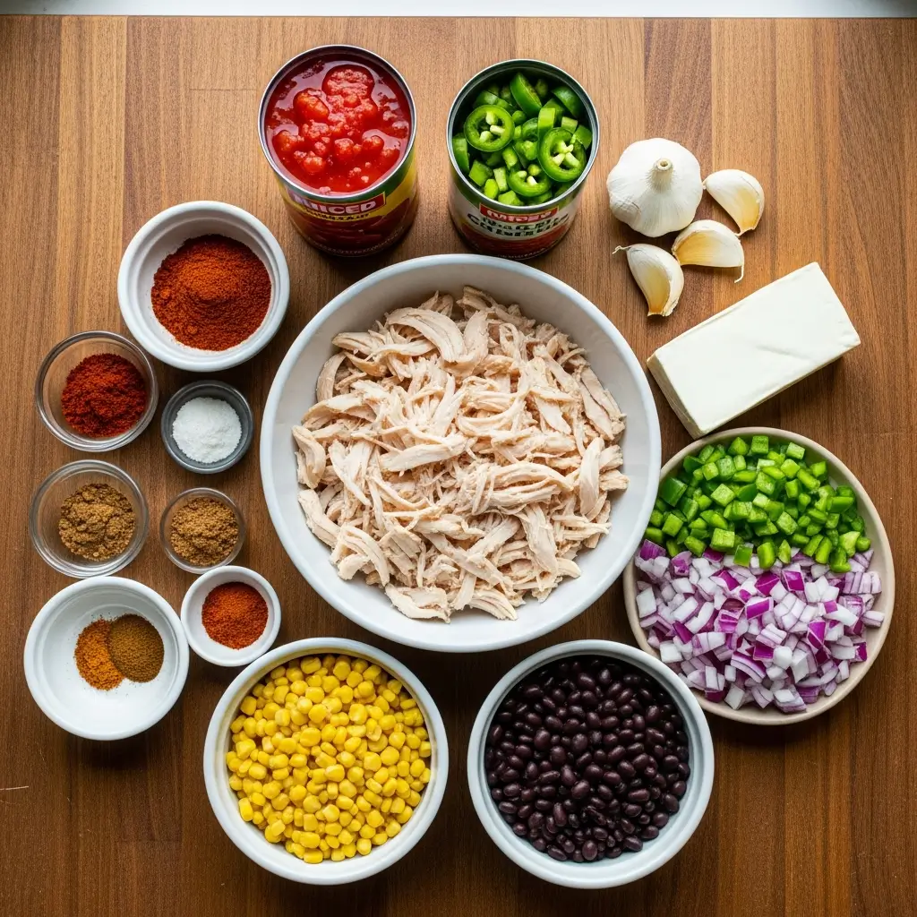 Ingredients for Rotisserie Chicken Enchilada Soup