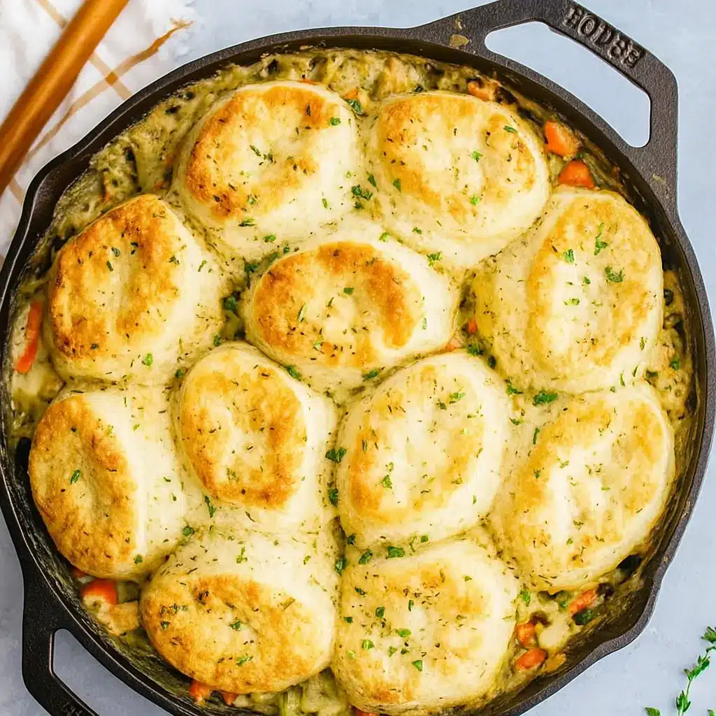 Skillet Turkey Pot Pie with Buttermilk Biscuits