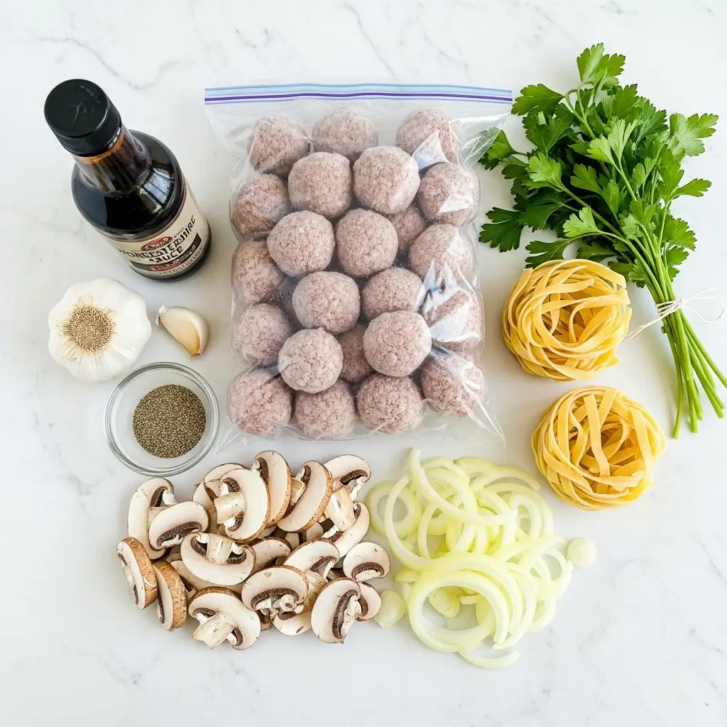 Ingredients for Slow Cooker Meatball Stroganoff