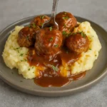 Slow Cooker Salisbury Steak Meatballs in rich gravy