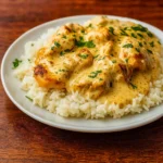 Smothered Chicken and Rice comfort food dinner