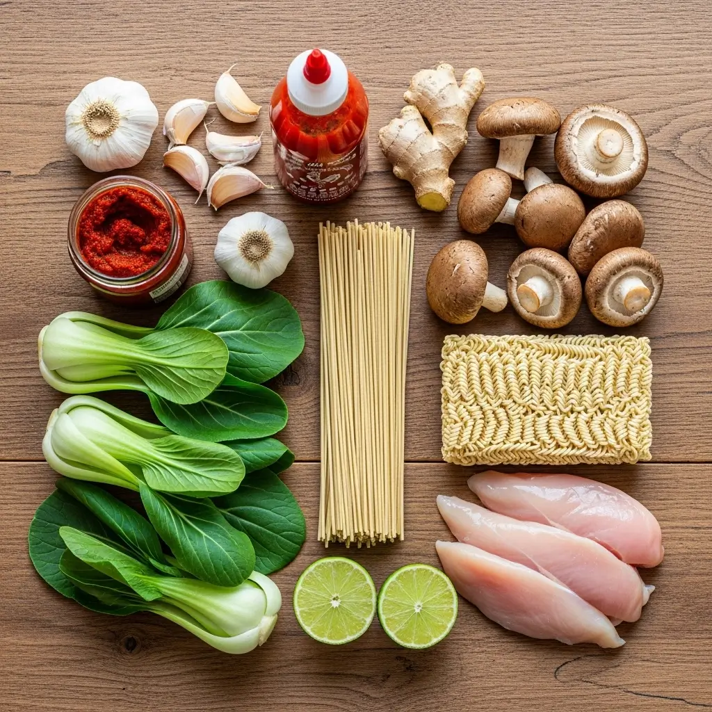 Ingredients for spicy coconut curry ramen