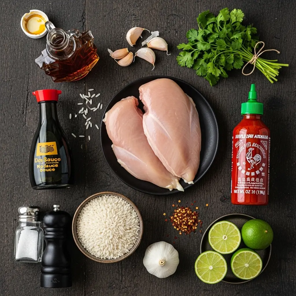 Ingredients for Spicy Maple Chicken & Coconut Rice