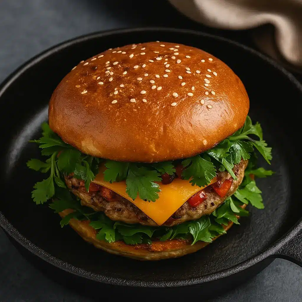 Spicy Southwest Turkey Burger with avocado and salsa