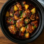 Sweet Hawaiian Crockpot Chicken served with rice