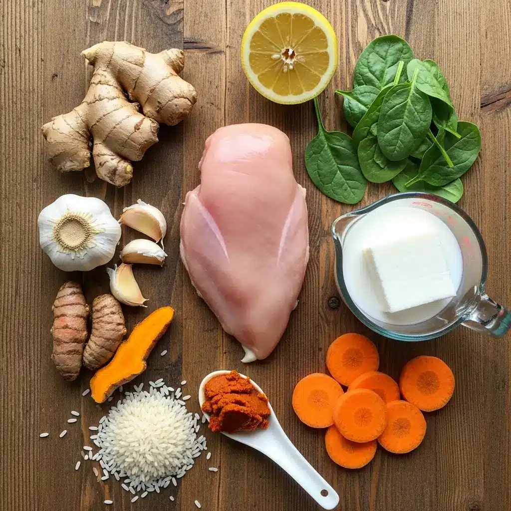 Ingredients for Thai-Inspired Lemon Ginger Turmeric Chicken Soup