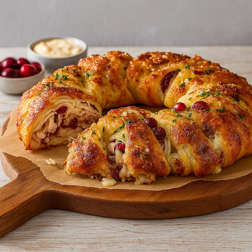 Turkey Cranberry Crescent Ring holiday wreath
