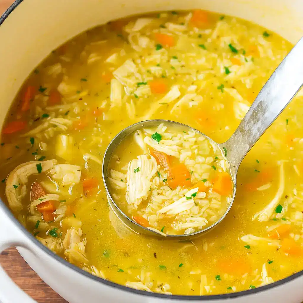 Turkey Rice Soup Recipe served in a cozy kitchen