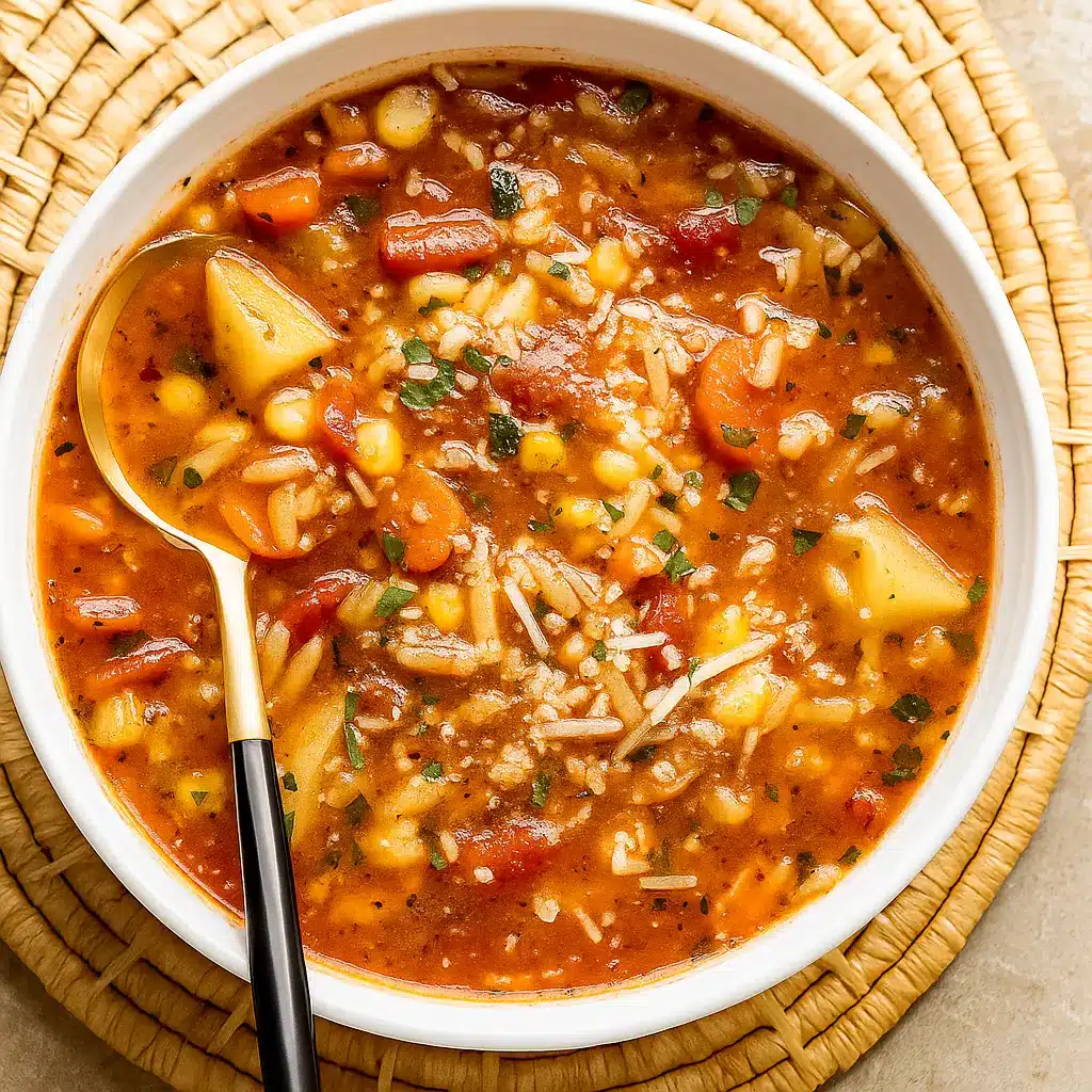 Vegetable Orzo Soup in a Bowl