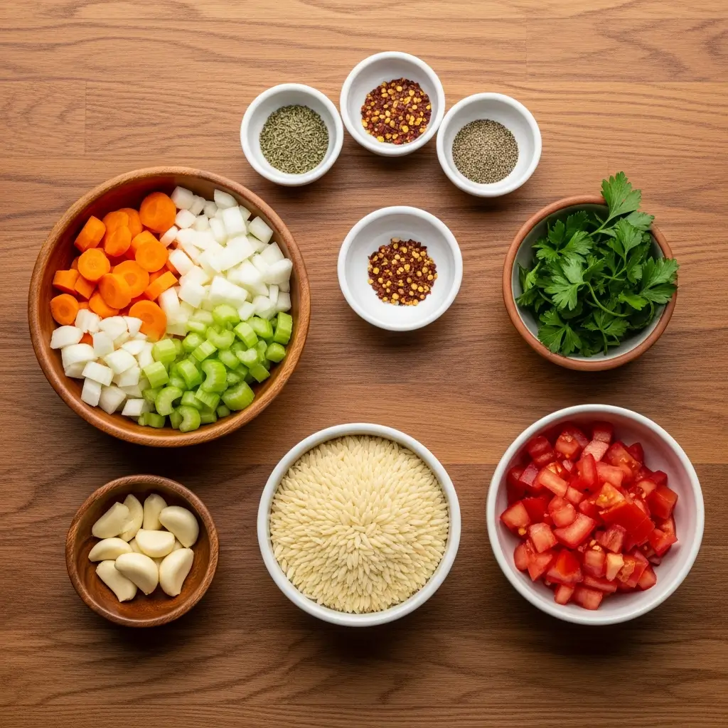 Ingredients for Vegetable Orzo Soup