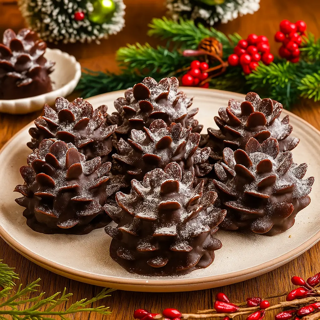 Viral Pine Cone Brownies on festive tray